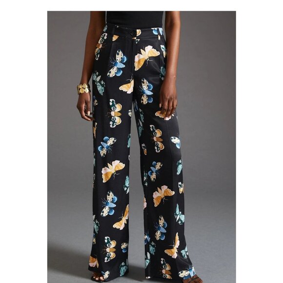 Sarah Gordon Maeve Anthropologie Butterfly Print Pants Size US 12 - Picture 1 of 5